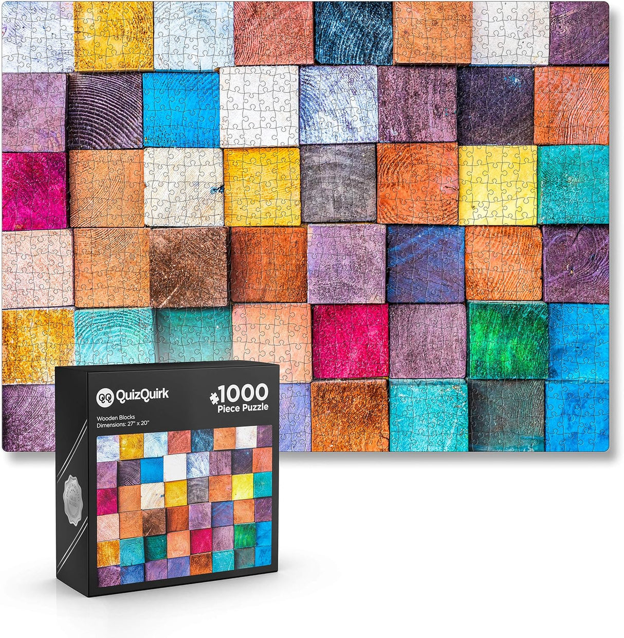 QuizQuirk-1000-Piece-Puzzle,-Colorful-Wooden-Blocks-Jigsaw-Puzzle-for-Adults/Teens-(Puzzle-Saver-Kit-Included)-