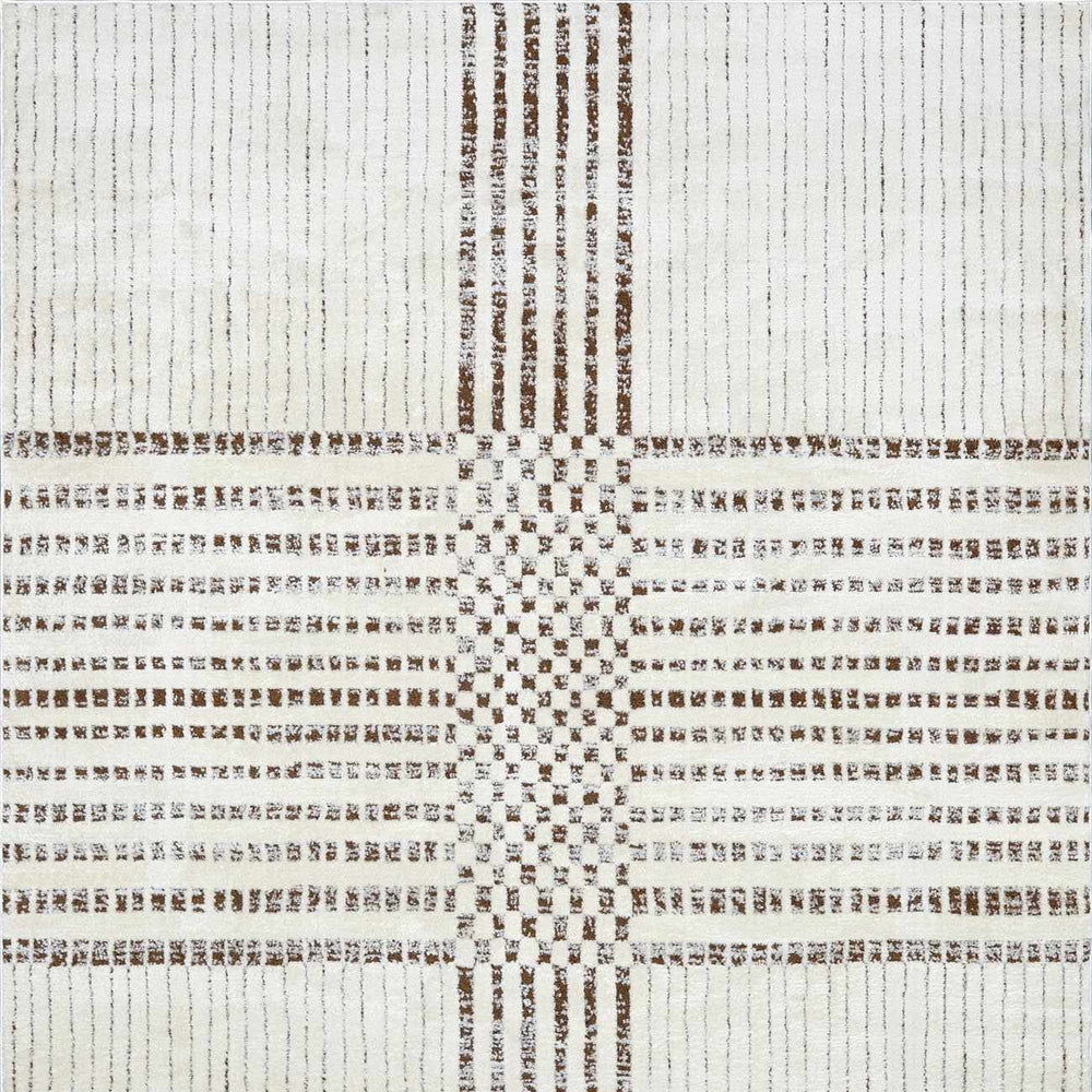 Modern Scandi High Pile Dark Brown/Ivory Architect IV Area Rug