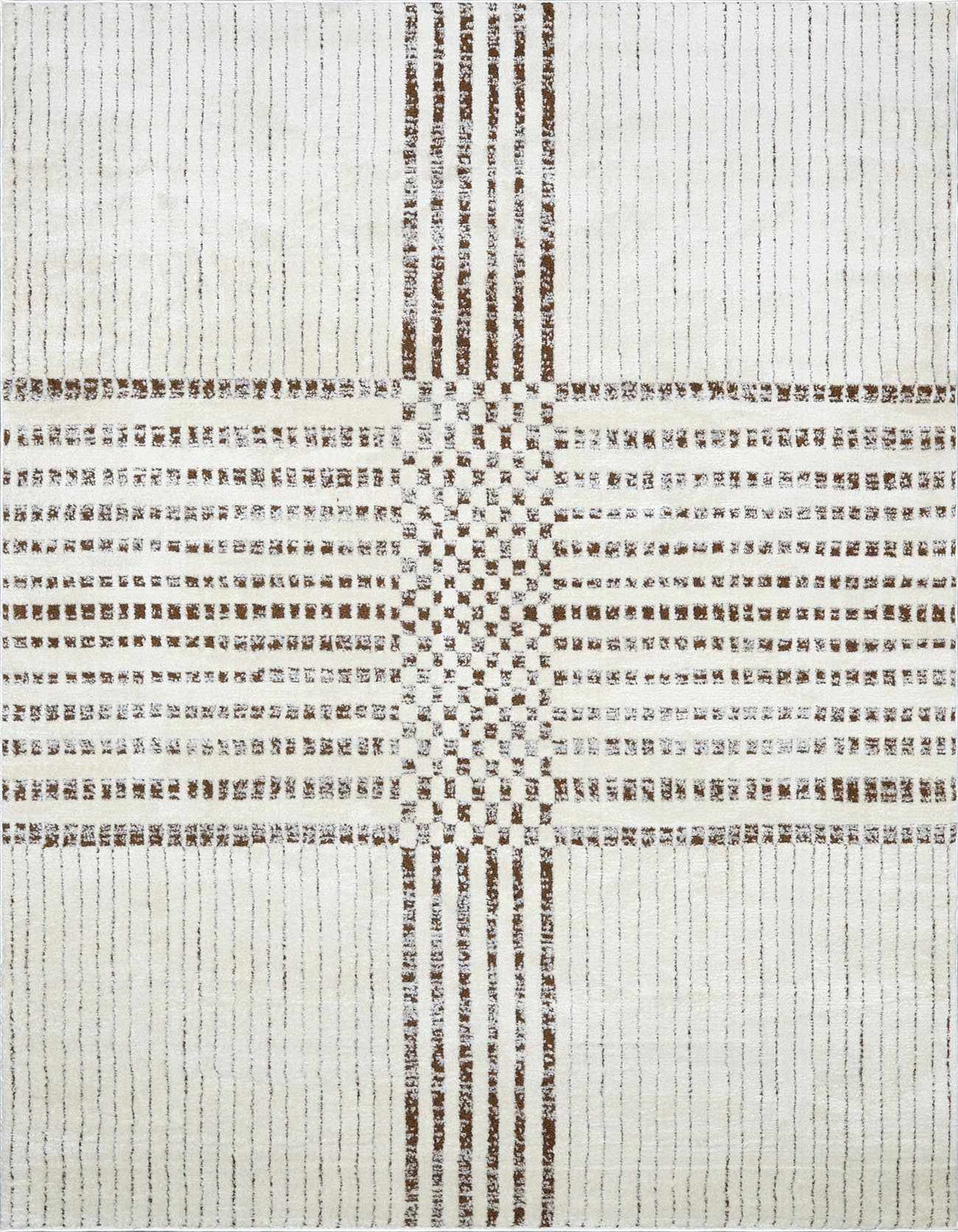 Modern Scandi High Pile Dark Brown/Ivory Architect IV Area Rug