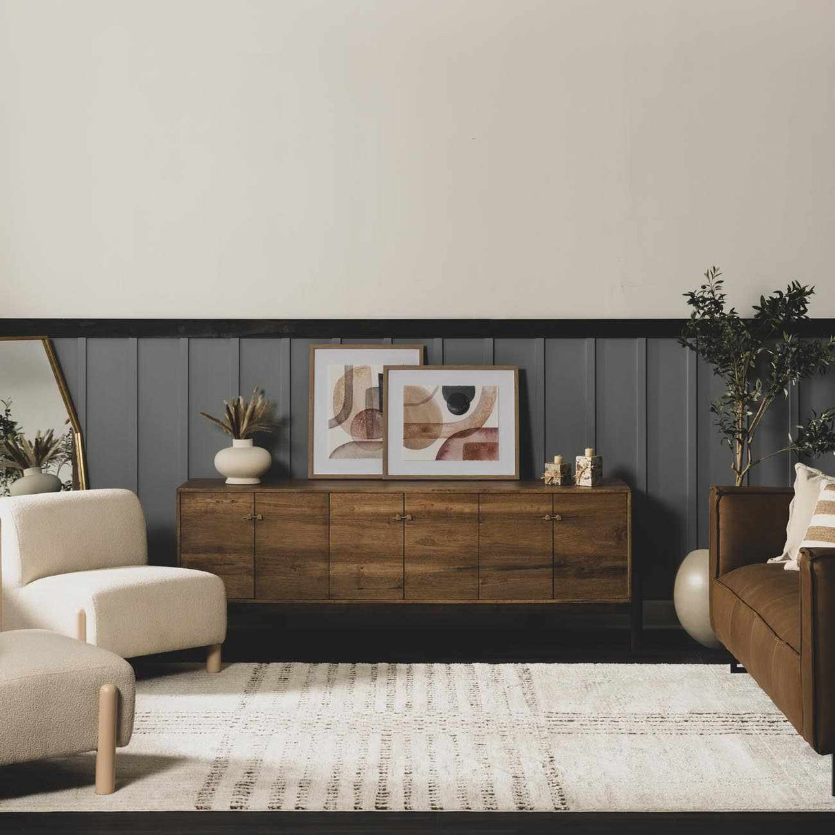 Modern Scandi High Pile Dark Brown/Ivory Architect IV Area Rug