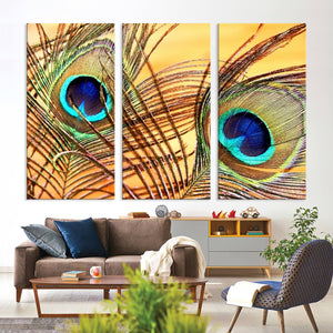 Peacock Feather Wall Art Print - Vibrant Green, Blue, and