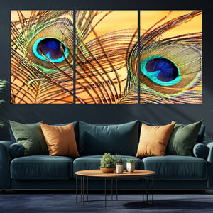 Peacock Feather Wall Art Print - Vibrant Green, Blue, and