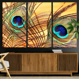 Peacock Feather Wall Art Print - Vibrant Green, Blue, and