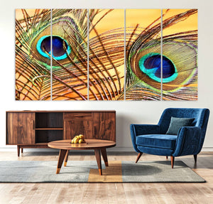 Peacock Feather Wall Art Print - Vibrant Green, Blue, and