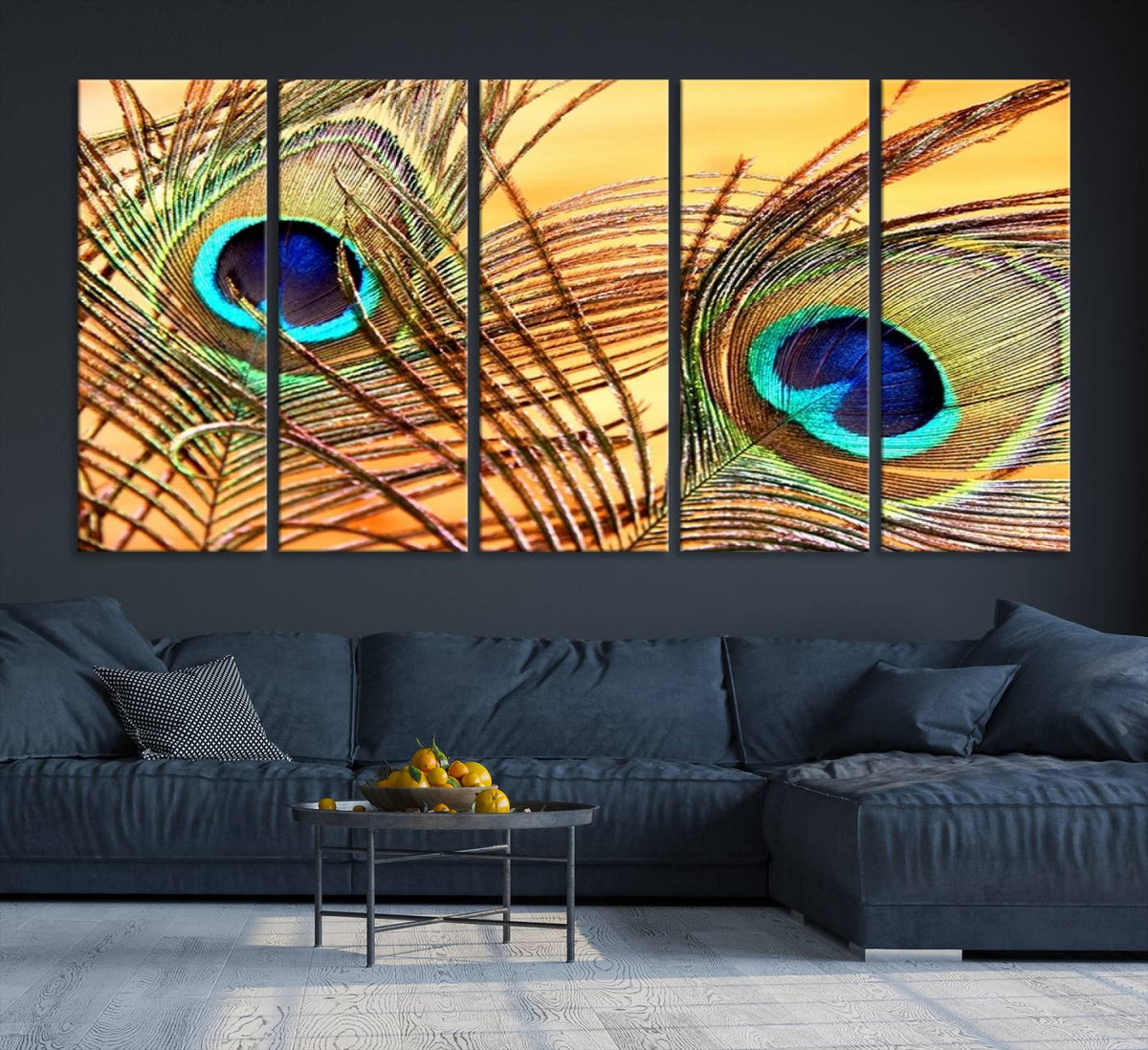 Peacock Feather Wall Art Print - Vibrant Green, Blue, and