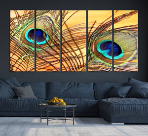 Peacock Feather Wall Art Print - Vibrant Green, Blue, and