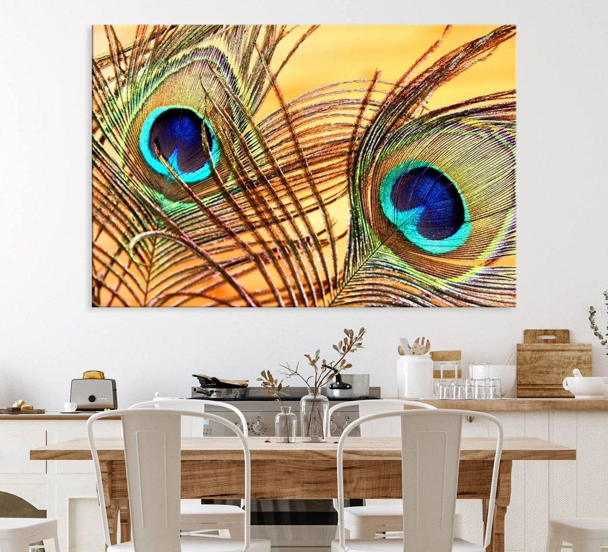 Peacock Feather Wall Art Print - Vibrant Green, Blue, and