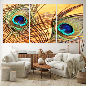 Peacock Feather Wall Art Print - Vibrant Green, Blue, and