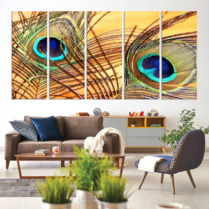 Peacock Feather Wall Art Print - Vibrant Green, Blue, and