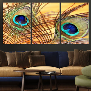 Peacock Feather Wall Art Print - Vibrant Green, Blue, and