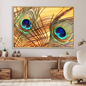 Peacock Feather Wall Art Print - Vibrant Green, Blue, and