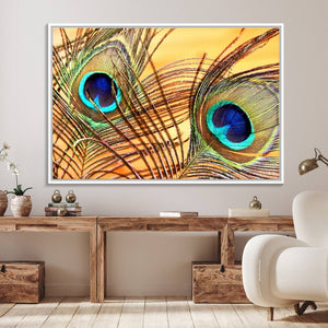 Peacock Feather Wall Art Print - Vibrant Green, Blue, and