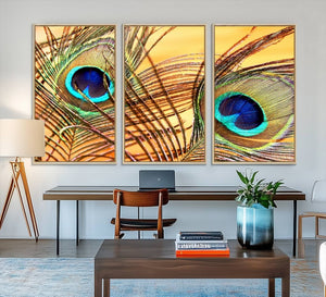 Peacock Feather Wall Art Print - Vibrant Green, Blue, and