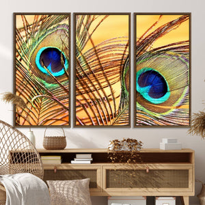 Peacock Feather Wall Art Print - Vibrant Green, Blue, and