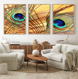 Peacock Feather Wall Art Print - Vibrant Green, Blue, and