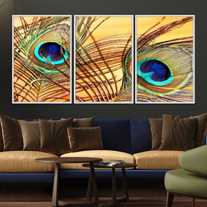 Peacock Feather Wall Art Print - Vibrant Green, Blue, and