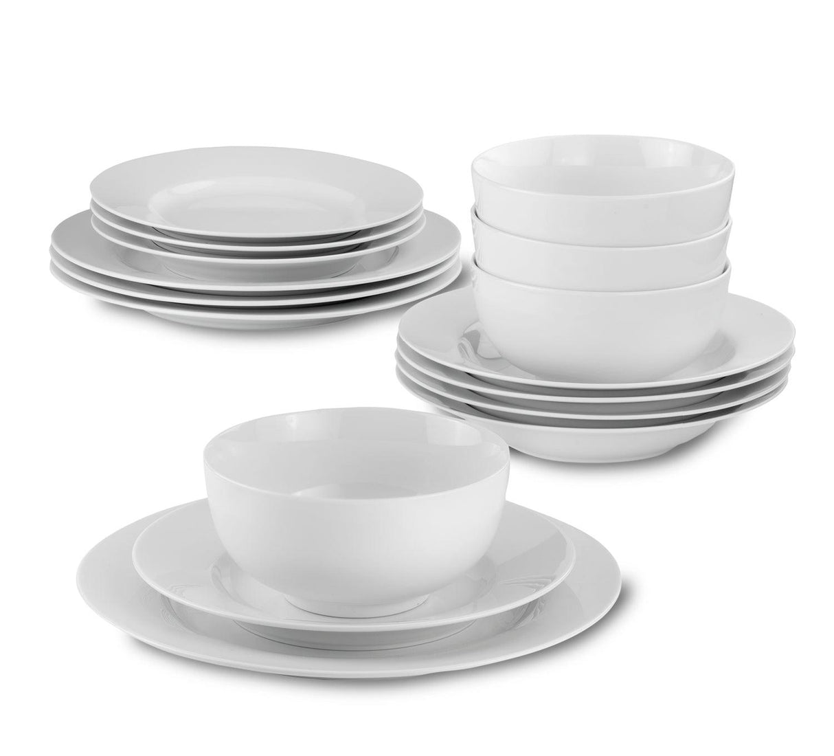 Essential Classic White Porcelain Dinnerware Set – 16 Piece