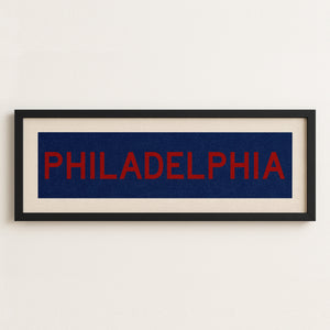 Framed Philadelphia Blue and Red Bus Scroll