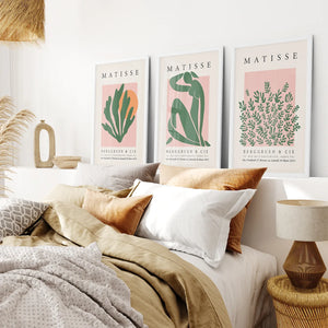 Pink Green Matisse Abstract Wall Prints Set