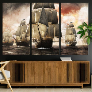 Pirate Fleet Canvas Wall Art Print Pirate Ships Canvas Print
