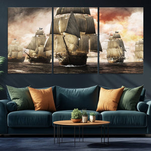 Pirate Fleet Canvas Wall Art Print Pirate Ships Canvas Print