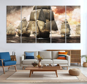 Pirate Fleet Canvas Wall Art Print Pirate Ships Canvas Print