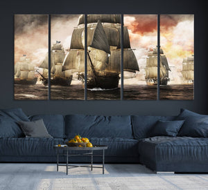 Pirate Fleet Canvas Wall Art Print Pirate Ships Canvas Print