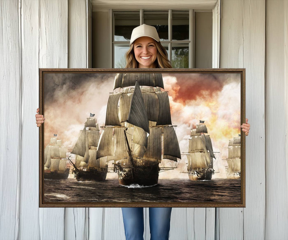 Pirate Fleet Canvas Wall Art Print Pirate Ships Canvas Print