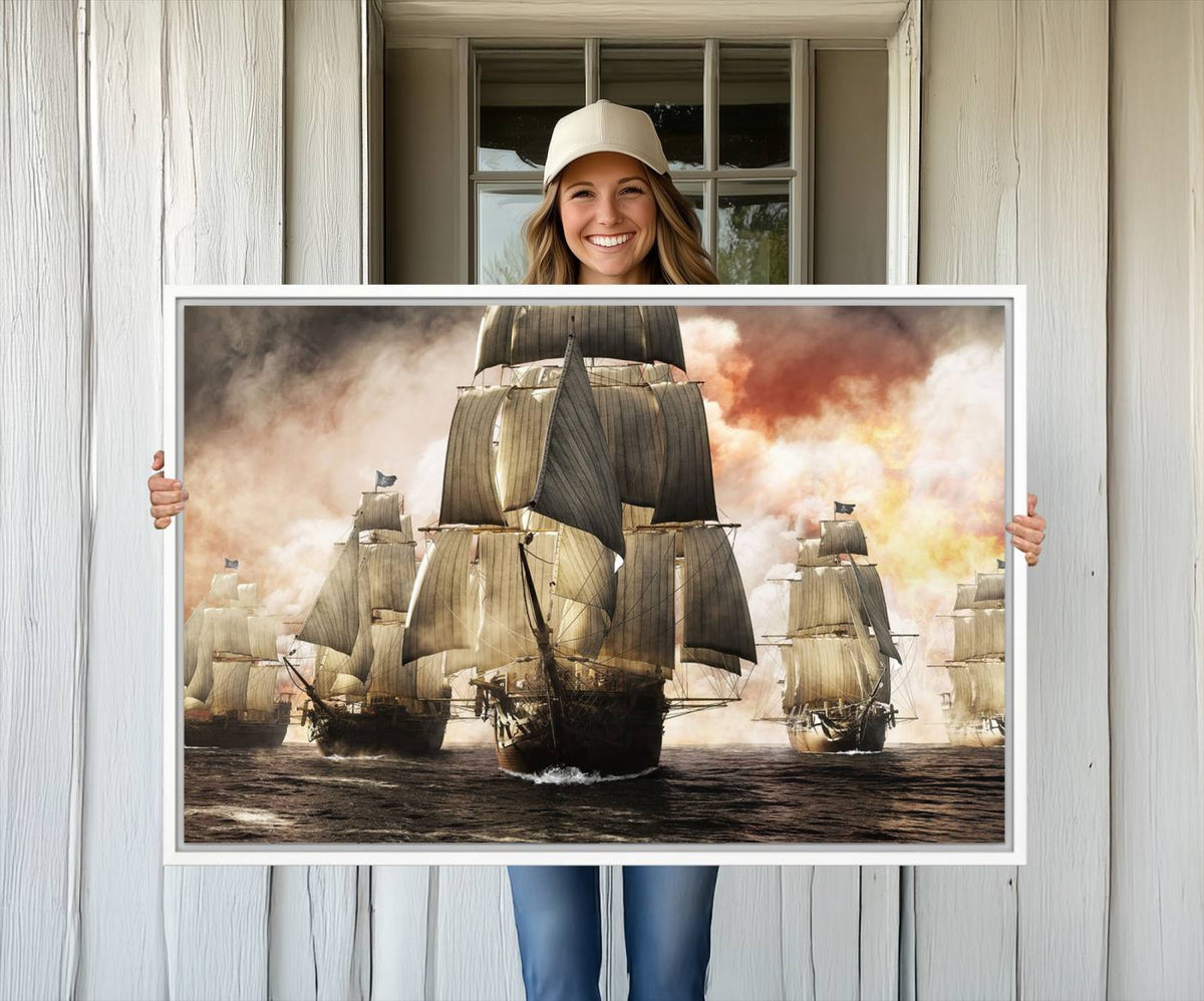 Pirate Fleet Canvas Wall Art Print Pirate Ships Canvas Print