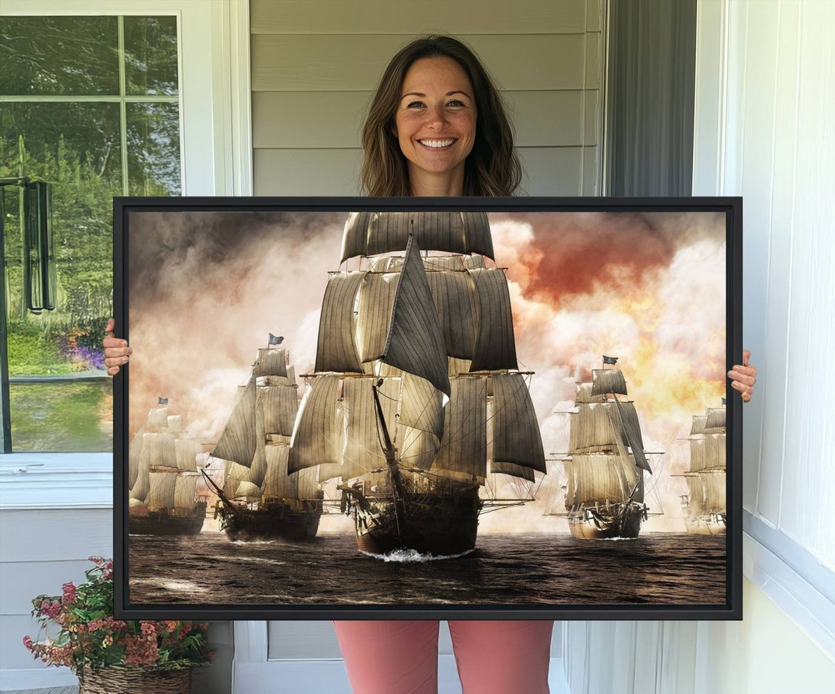 Pirate Fleet Canvas Wall Art Print Pirate Ships Canvas Print