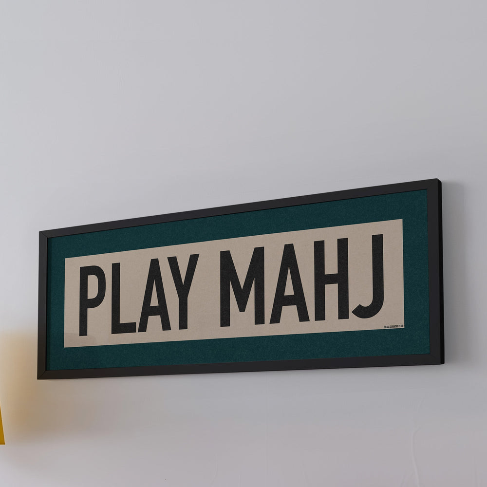 Framed Play Mahj Mahjong Art Scroll Sign