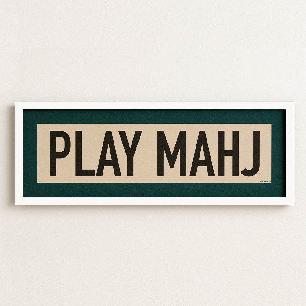 Framed Play Mahj Mahjong Art Scroll Sign
