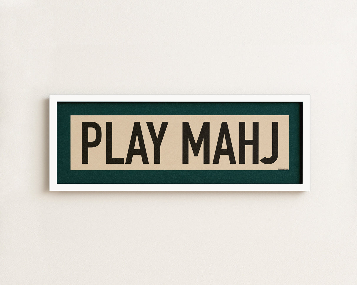 Framed Play Mahj Mahjong Art Scroll Sign