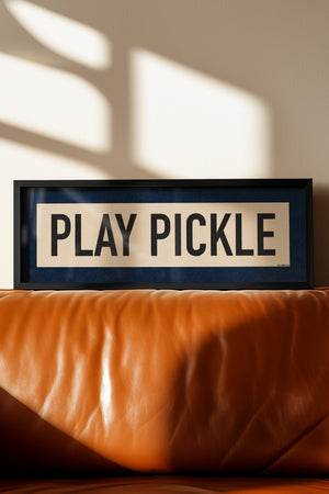 Framed Play Pickle Pickleball Art Scroll Sign