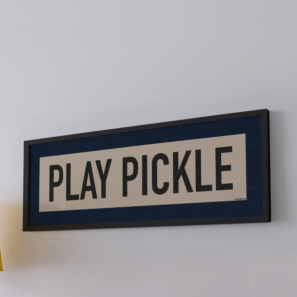 Framed Play Pickle Pickleball Art Scroll Sign