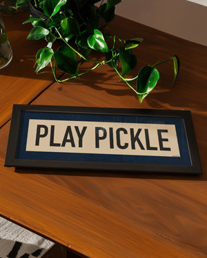 Framed Play Pickle Pickleball Art Scroll Sign