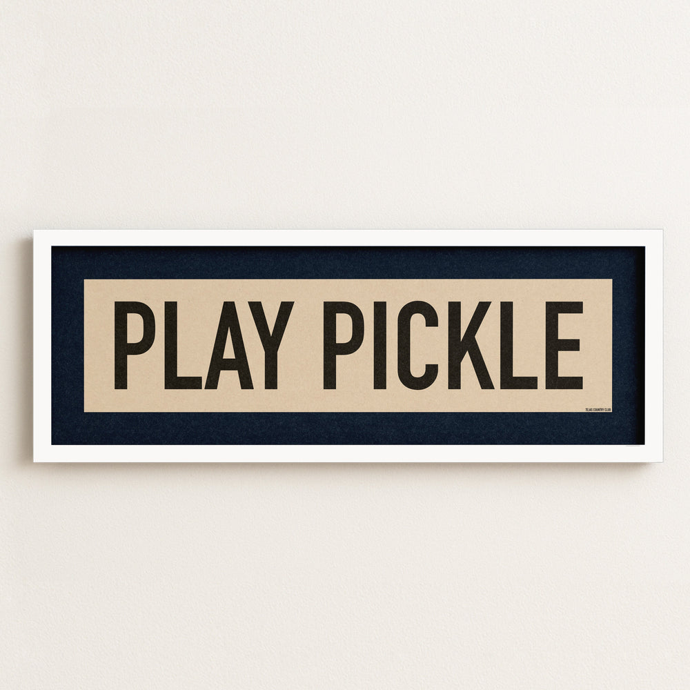 Framed Play Pickle Pickleball Art Scroll Sign