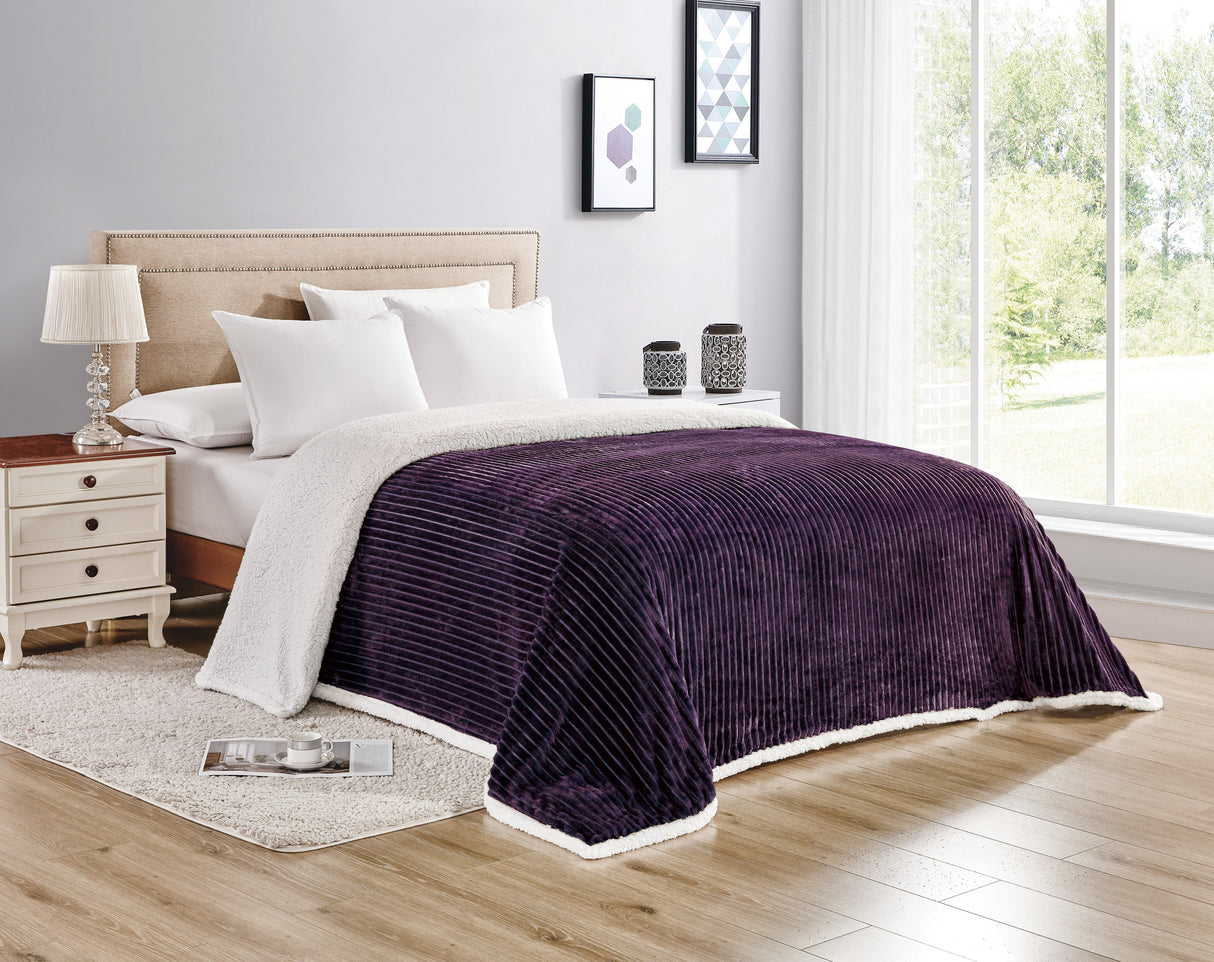 Decor&More Home Essentials Corduroy Sherpa Blanket (Multiple Size Options)