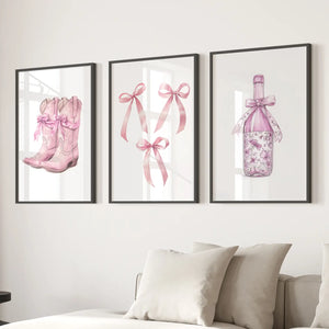 Trendy Pink Wall Art Prints Preppy Room Decor Set