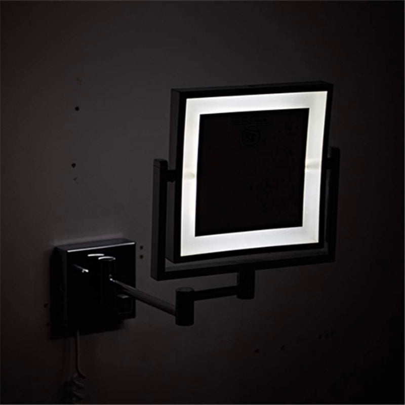 Wall Mounted LED Makeup Mirror Black 1X 3X Magnifying Adjustable Arm