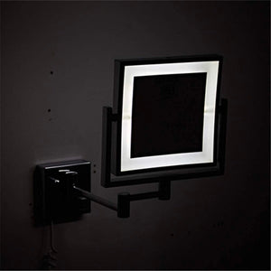 Wall Mounted LED Makeup Mirror Black 1X 3X Magnifying Adjustable Arm