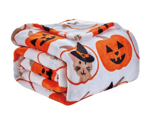 Happy Halloween Microplush Throw Blanket (50 X 60 Inch) - Pumpkins