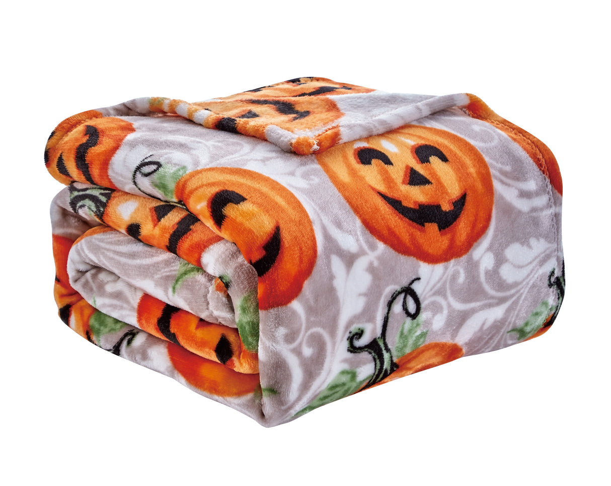 Happy Halloween Microplush Throw Blanket (50 X 60 Inch) - Pumpkins