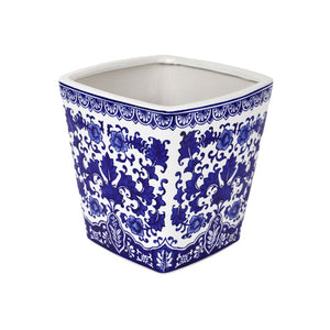 Square 10" Camellia Ceramic Planter – Vintage Floral Accent