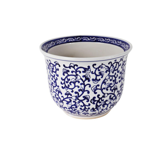Florentine Vine Ceramic Planter Set – Blue & White (Set of 3)
