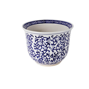 Florentine Vine Ceramic Planter Set – Blue & White (Set of 3)