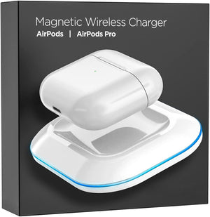 Wireless Charger Designed for Airpods Pro and 2nd / 3rd Gen Models - Magnetic Charging Alignment, Softglow Power Indicator (White)
