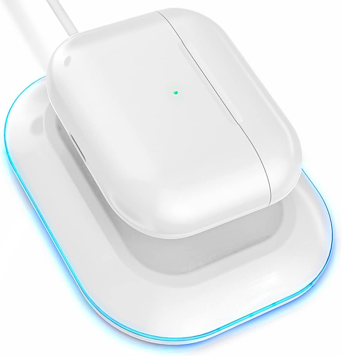 Wireless Charger Designed for Airpods Pro and 2nd / 3rd Gen Models - Magnetic Charging Alignment, Softglow Power Indicator (White)