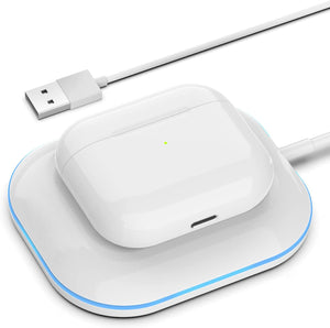Wireless Charger Designed for Airpods Pro and 2nd / 3rd Gen Models - Magnetic Charging Alignment, Softglow Power Indicator (White)