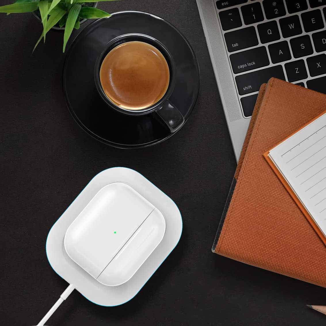 Wireless Charger Designed for Airpods Pro and 2nd / 3rd Gen Models - Magnetic Charging Alignment, Softglow Power Indicator (White)